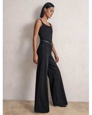 Reiss Stretch Cotton Wide Leg Jeans - White