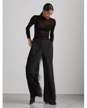 Reiss Danni Trousers Fringed - Black