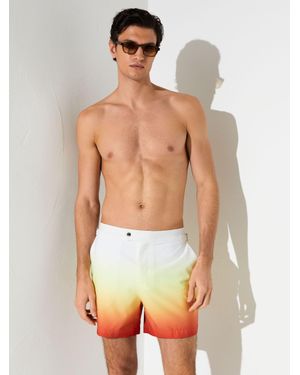 Reiss Amore - Orange Ombré-print Side-adjuster Swim Shorts, Xl - Green