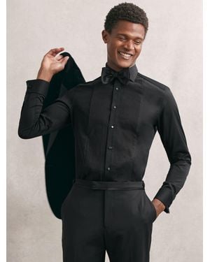 Reiss Slim Fit Cotton Double-Cuff Dinner Shirt - Black