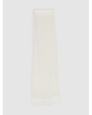 Reiss Meyer - Ivory Silk Fringed Scarf, One - White