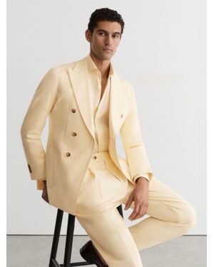 Reiss Cotton Double-Breasted Classic-Fit Blazer - Natural
