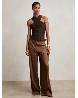 Reiss Cross Neck Textured Top - Black