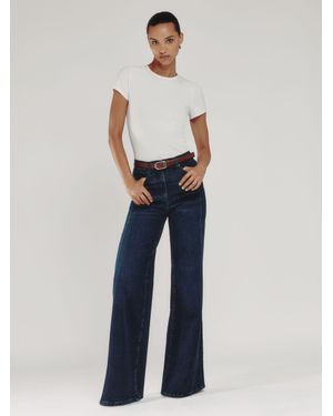 Reiss Heather Petite Stretch-Cotton Wide-Leg Jeans - Blue