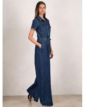 GOOD AMERICAN Wide-Leg Denim Jumpsuit - Blue