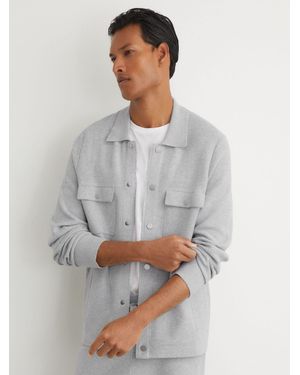Reiss R-Flex Knitted Press-Stud Overshirt - Grey