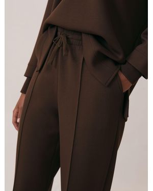 Reiss Bernie - Chocolate Interlock Wide-leg Joggers, S (us 4-6) - Natural