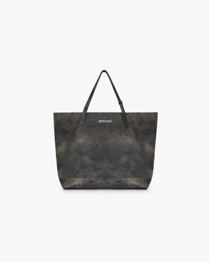 Represent Distressed Leather Tote Bag - Black
