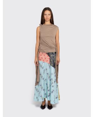 Ganni Viscose Jersey Draped Knot Detailing Top - White