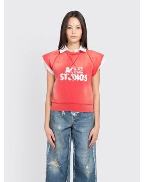 Acne Studios Fleece Logo Vest - Red