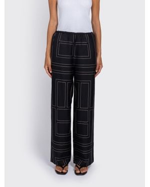 TOTEME Monogram Silk Pj Bottoms - Black