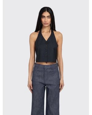 Amomento Wool Halterneck Top - Blue