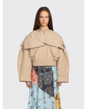 Ganni Double Cotton Bomber - Natural
