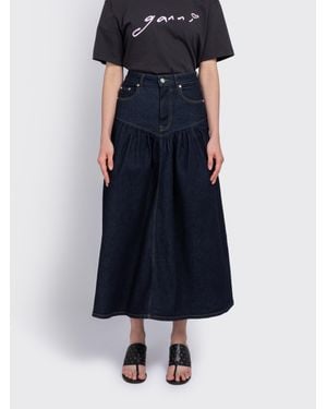 Ganni Stretch Denim Long Skirt - Blue