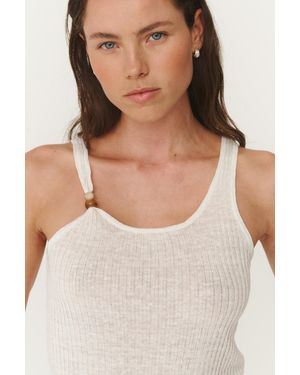ROWIE Haven Bead Linen Tank - Natural