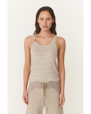 ROWIE Haven Bead Linen Tank - Natural