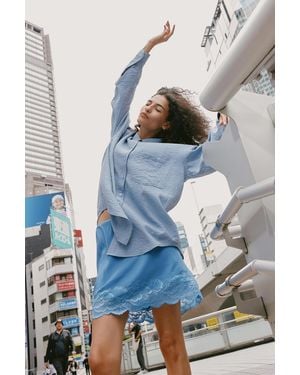 ROWIE Marina Silk Mini Skirt - Blue