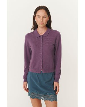 ROWIE Celia Merino Knit Cardigan - Purple