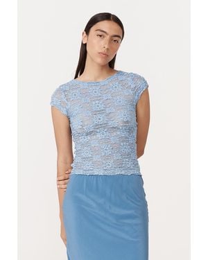 ROWIE Galo Sunflower Lace Tee - Blue
