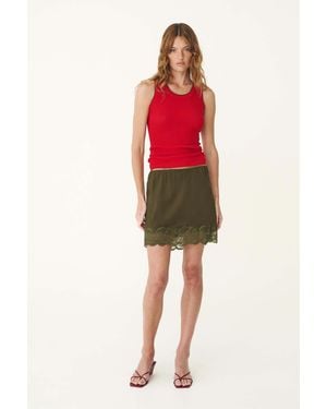 ROWIE Marina Silk Mini Skirt - Red