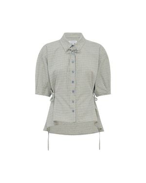 ROWIE Frankie Tie Short Sleeve Shirt - Gray