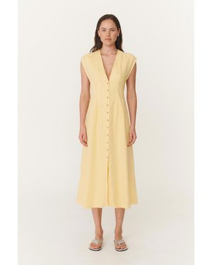 ROWIE Mira Linen Midi Dress - Natural
