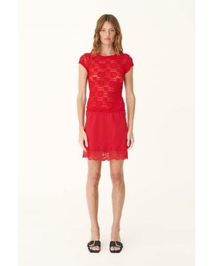 ROWIE Marina Silk Mini Skirt - Red