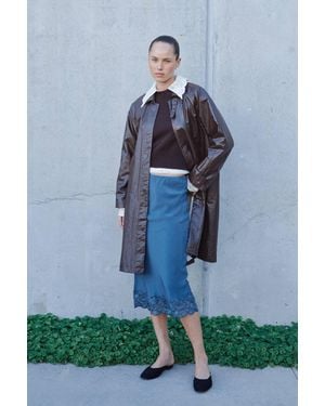 ROWIE Marina Silk Midi Skirt - Blue