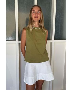 ROWIE Muriel Button Boatneck Tank - Green