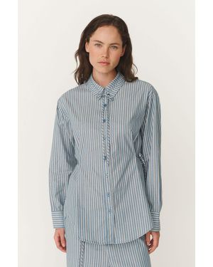 ROWIE Frankie Tie Long Sleeve Shirt - Blue