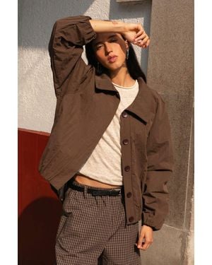 ROWIE Soren Funnel Neck Bomber Jacket - Brown
