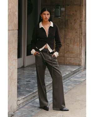 ROWIE Marin Wool Suit Pants - Brown