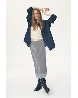 ROWIE Marina Silk Midi Skirt - Blue