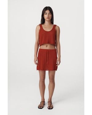 ROWIE Alma Pointelle Mini Skirt - Red