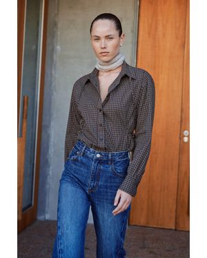 ROWIE Frankie Tie Long Sleeve Shirt - Brown