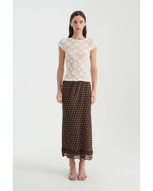 ROWIE Marina Silk Midi Skirt - White