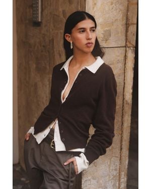 ROWIE Celia Merino Knit Cardigan - Brown