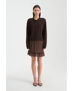 ROWIE Marina Silk Mini Skirt - Brown
