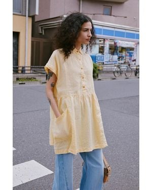 ROWIE Gina Linen Mini Dress - Yellow