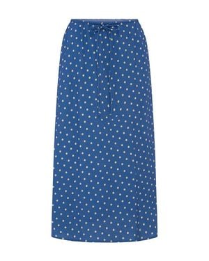 ROWIE Frannie Silk Midi Skirt - Blue