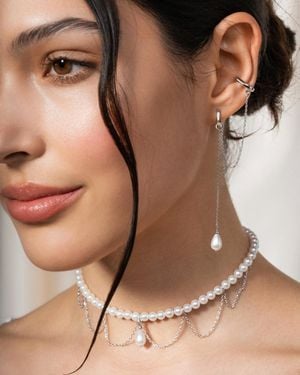 Rue des Mille Mono-Orecchino Con Earcuff Pearl Drop - Marrone