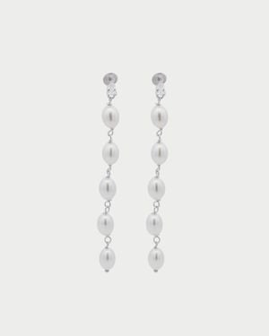 Rue des Mille Coppia Di Orecchini Pearl Cascade - Bianco