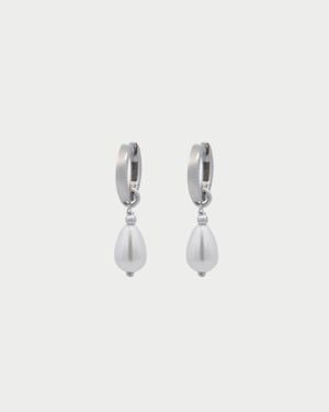 Rue des Mille Coppia Di Orecchini Mini Hoop Pearl Drop - Bianco