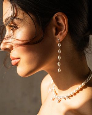 Rue des Mille Coppia Di Orecchini Pearl Cascade - Marrone