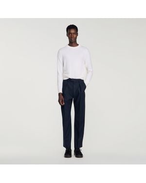 Sandro Wide-Leg Wool Pants - Blue