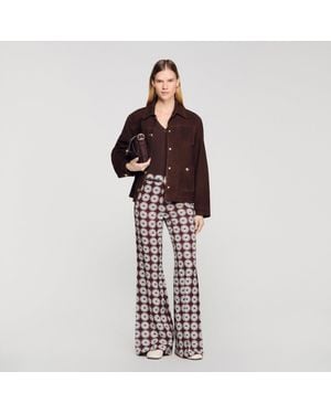 Sandro Floral-Print Floaty Pants - Red