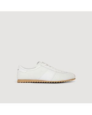 Sandro Leather And Suede Low-Top Sneakers - White