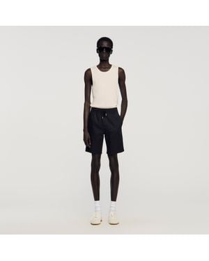 Sandro Cotton Shorts With Elastic Waist - Black
