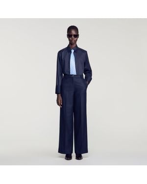 Sandro Rhinestone Straight-Leg Pants - Blue
