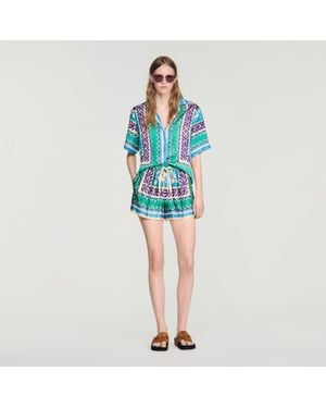 Sandro Short Floral Print Shorts - Blue